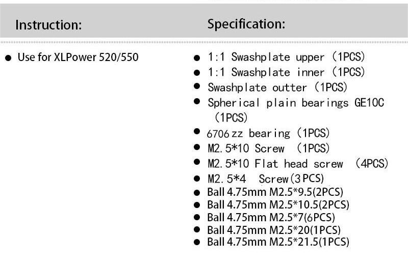 Nimbus 550 1:1 Swashplate XL52H04-2