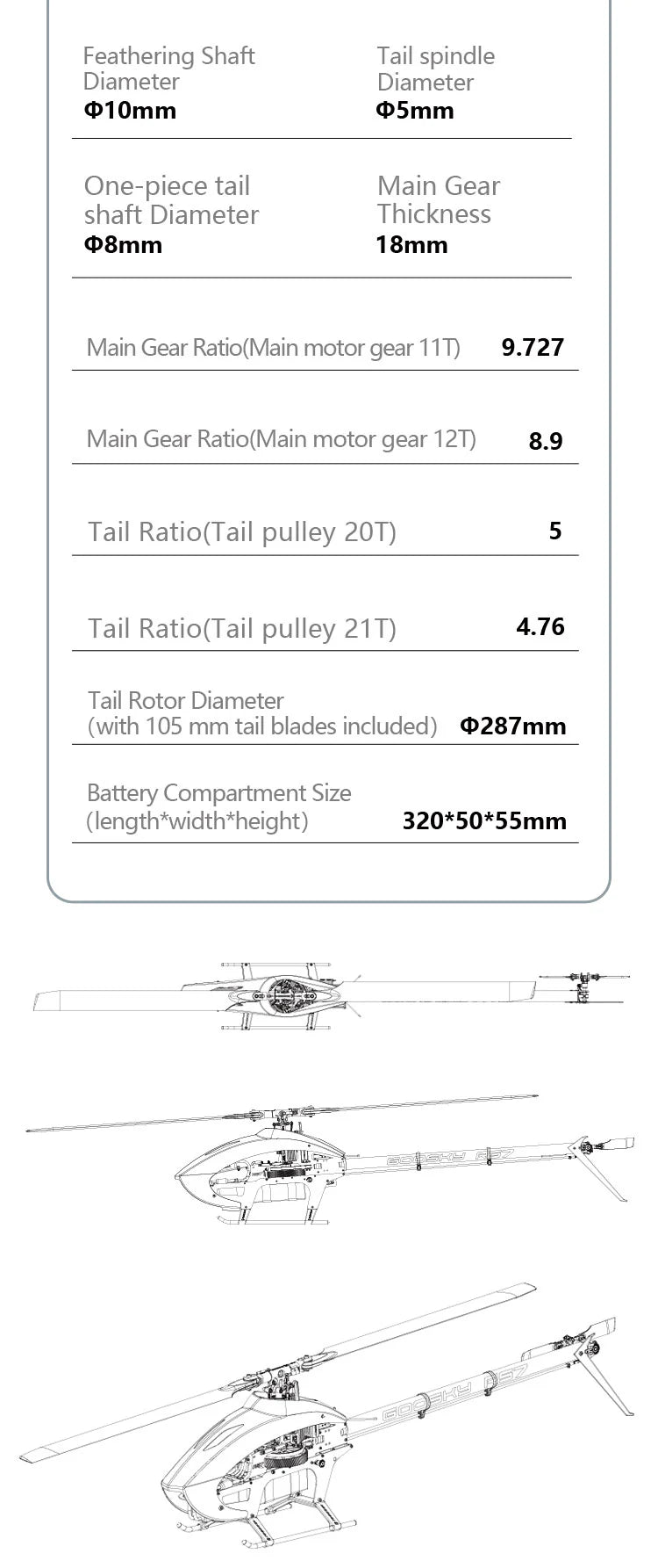 Goosky RS7 700 heli kit with Azure Blades.