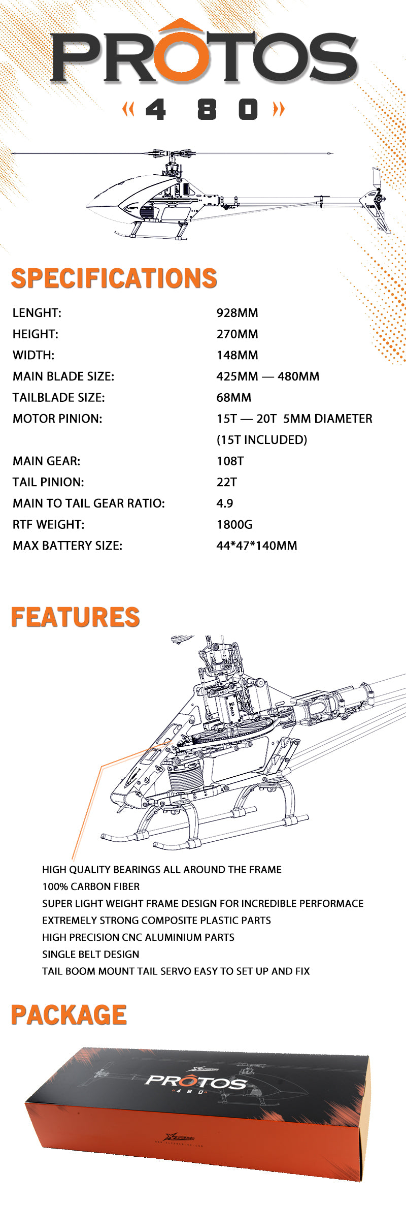 XL48K02 Protos 480 Kit (With 4015/880KV Motor)